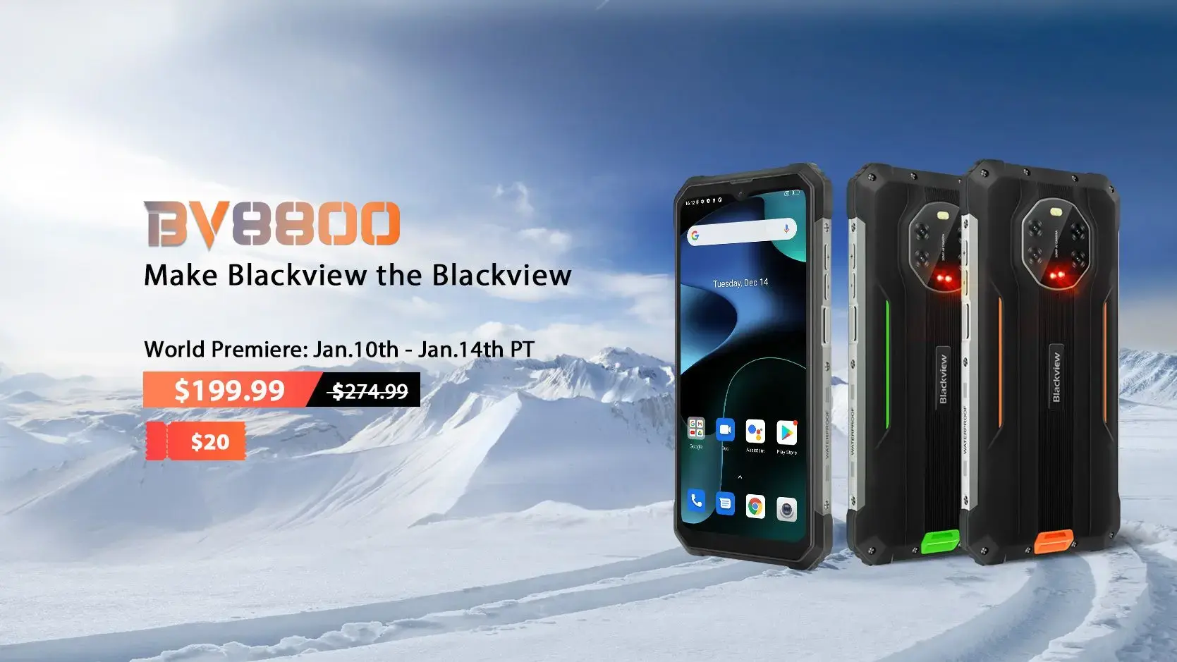 گوشی جان‌سخت بلک ویو BV8800 با قیمت 199.99 دلار روانه بازار می‌شود