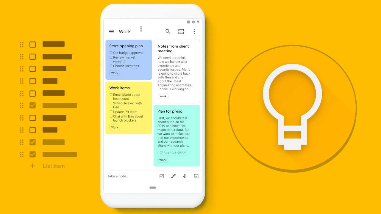 ویژگی Google keep