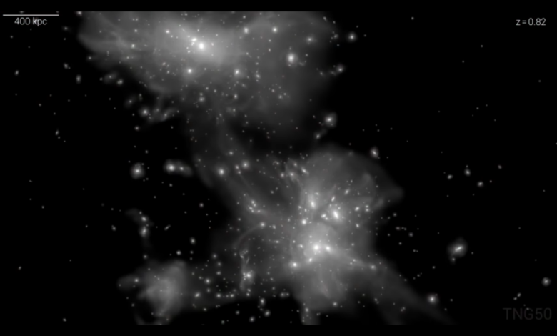 تصویر روز ناسا: دقیق‌ترین شبیه‌سازی از شکل‌گیری خوشه‌های کهکشانی