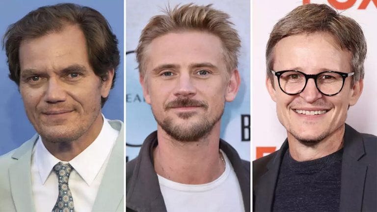 نقش‌آفرینی مایکل شنون، بوید هالبروک و دیمون هریمن در فیلم The Bikeriders