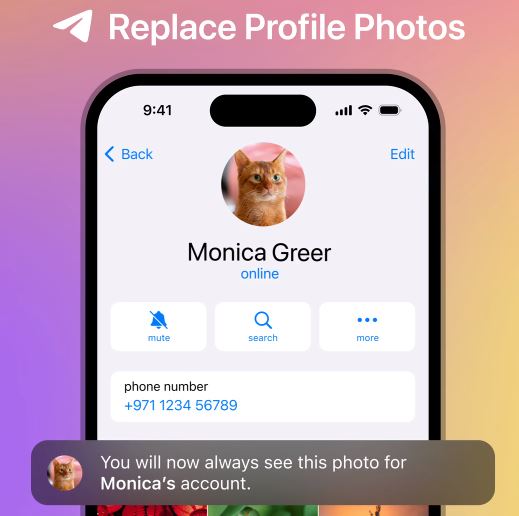 تصویر پروفایل برای مخاطبین در آپدیت تلگرام