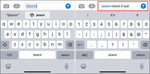 در پیام رسان اپل افراد را منشن کنید