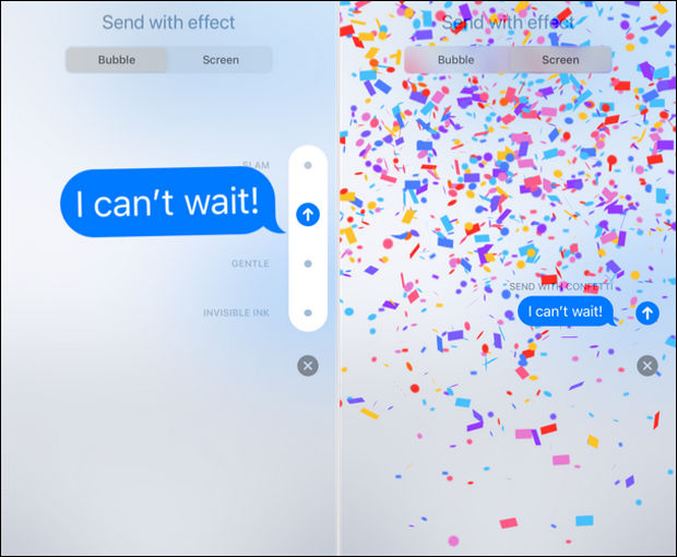 ارسال جلوه‌های ویژه در پیام رسان اپل