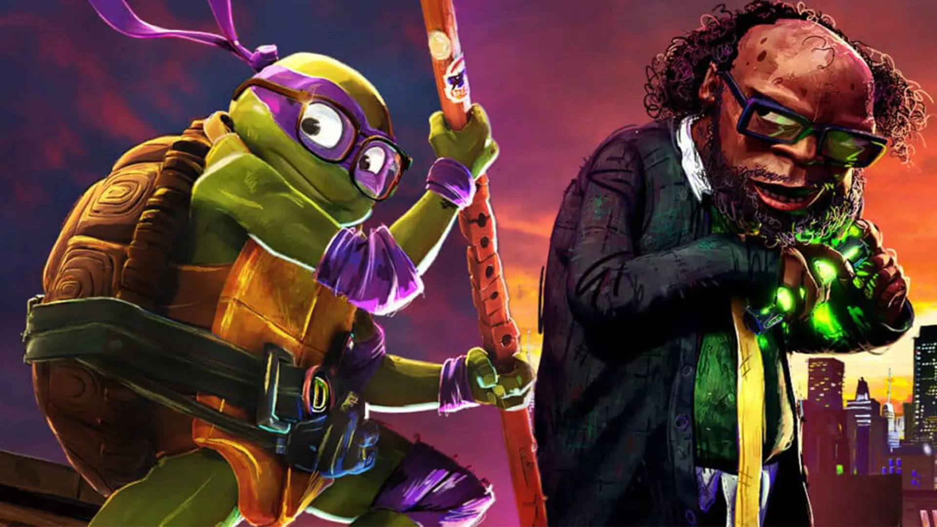 تقابل قهرمانان و شرورها در پوستر کاراکترهای انیمیشن TMNT:
Mutant Mayhem