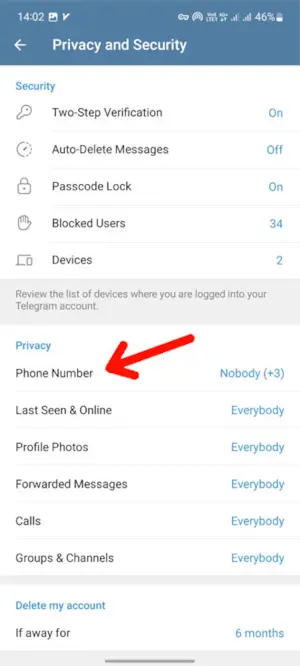 گزینه‌ی Phone number