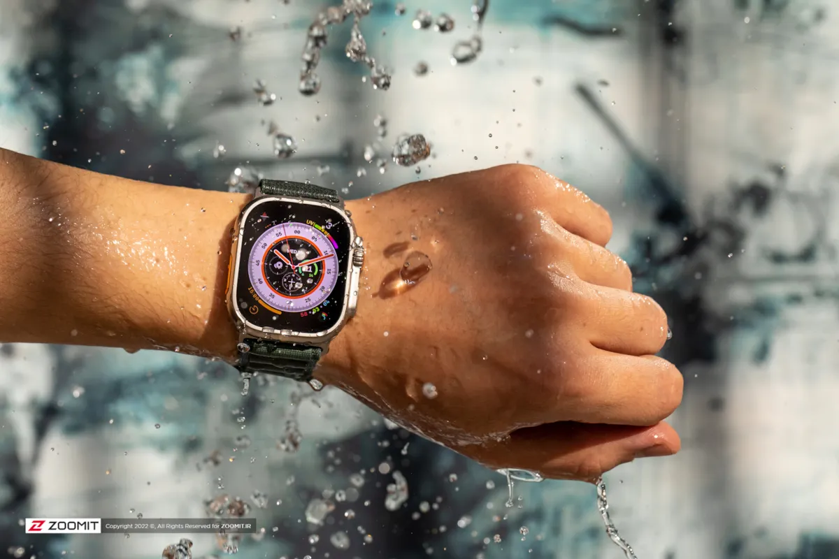 اپل واچ اولترا روی مچ دست و قابلیت ضدآب آن