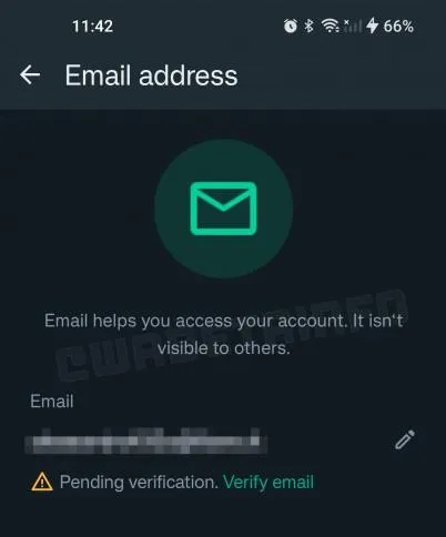 تأیید حساب کاربری واتساپ با ایمیل 
