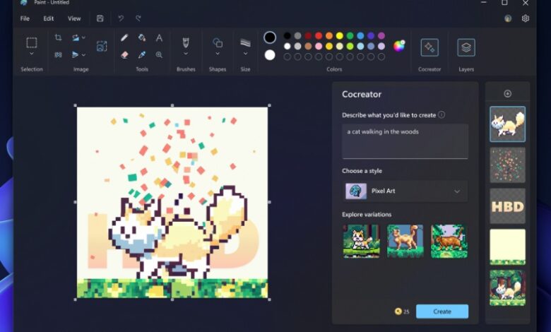 نرمافزار Paint ویندوز ۱۱ با هوش مصنوعی اثر هنری خلق میکند