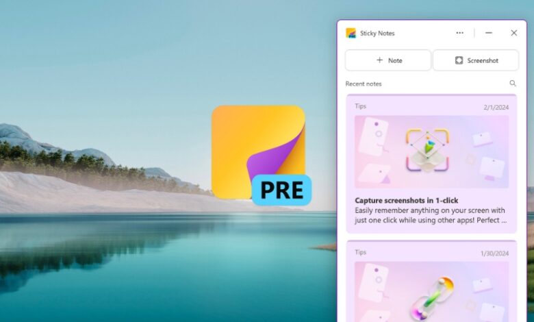 یادداشتهای حاوی اسکرینشات به نسخه مدرن Sticky Notes ویندوز میآیند