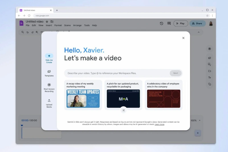 پلتفرم Google Vids رونمایی شد؛ تولید ویدیو به سادگی آب‌ خوردن