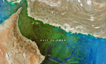 چشم‌انداز رنگ‌رنگ ناسا از تنگه هرمز و دریای عمان / عکس