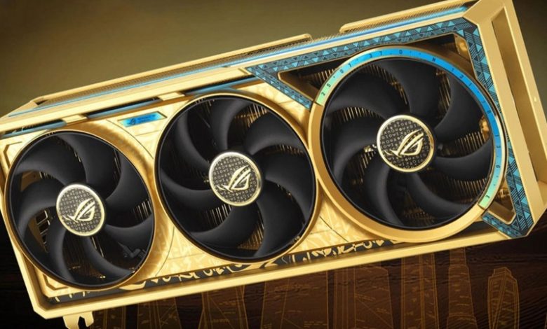 مدل طلایی RTX 5090 با خطاطی عربی و نماد شتر و آسمانخراش رونمایی شد