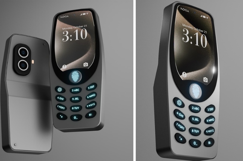 گوشی دکمهای نوکیا با دوربین دوگانه، سنسور اثر انگشت و دکمه هوش مصنوعی!
