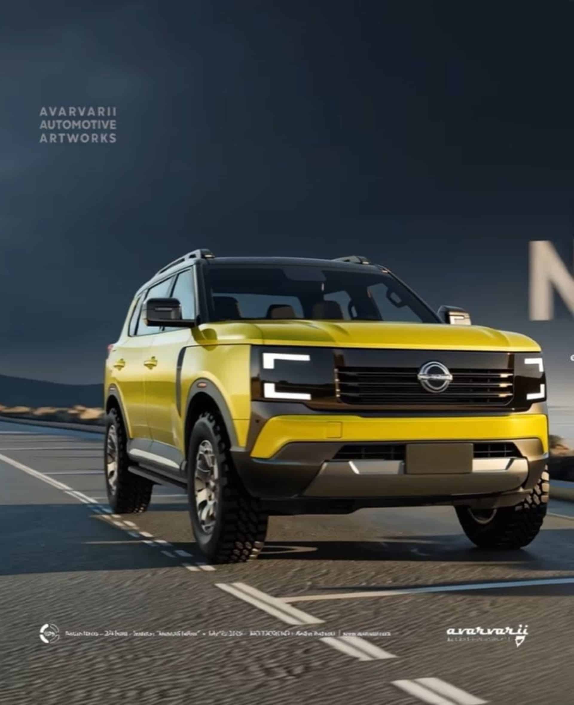 رندر نمای سه‌چهارم جلو خودرو نیسان رونیز