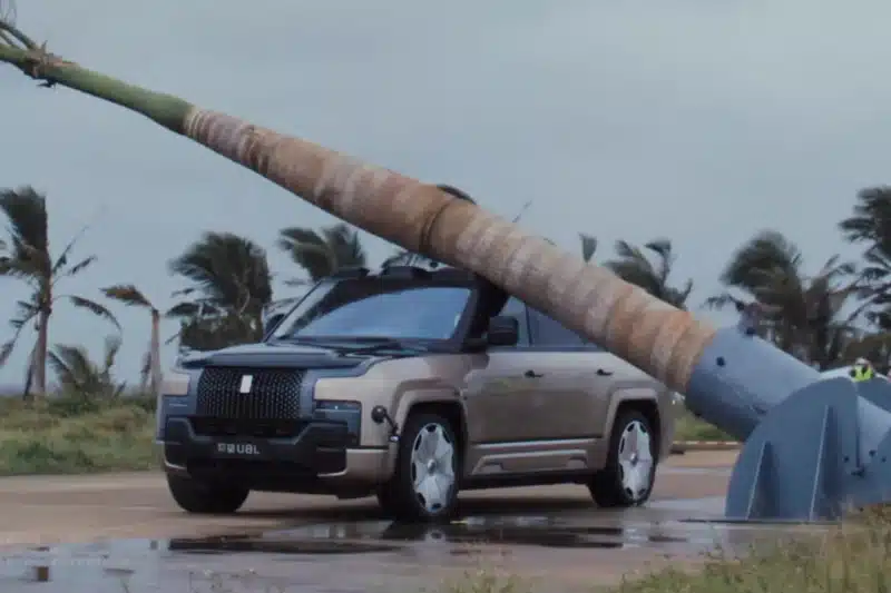 ببینید: شاسیبلند لوکس چینی از سقوط درخت غولپیکر جان سالم به در برد