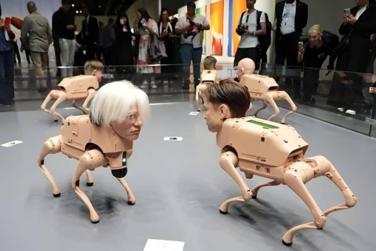 غافلگیری مردم در یک نمایشگاه؛ سگهای رباتیک با چهره ایلان ماسک و مارک زاکربرگ