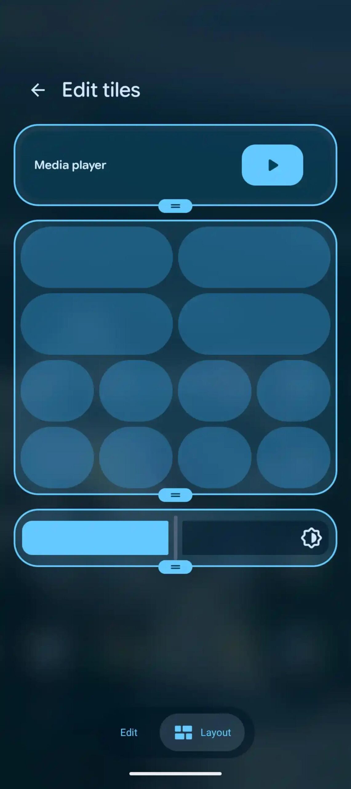 رابط کاربری بخش ویرایش تایل‌ها در نسخه آزمایشی اندروید ۱۷ (Android 17)