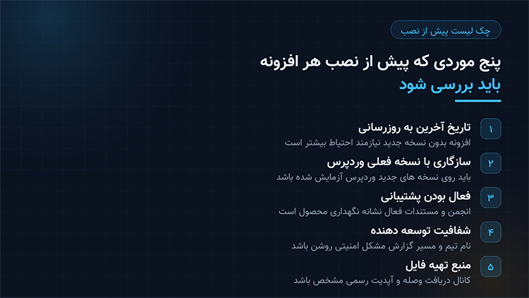 چک لیست پنج مرحله ای بررسی افزونه وردپرس پیش از نصب