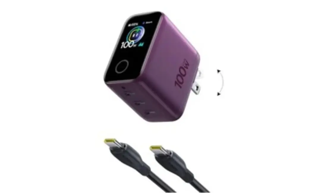 شارژر ۱۰۰ وات بیسوس (Baseus) با نمایشگر دیجیتال و کابل‌های USB-C