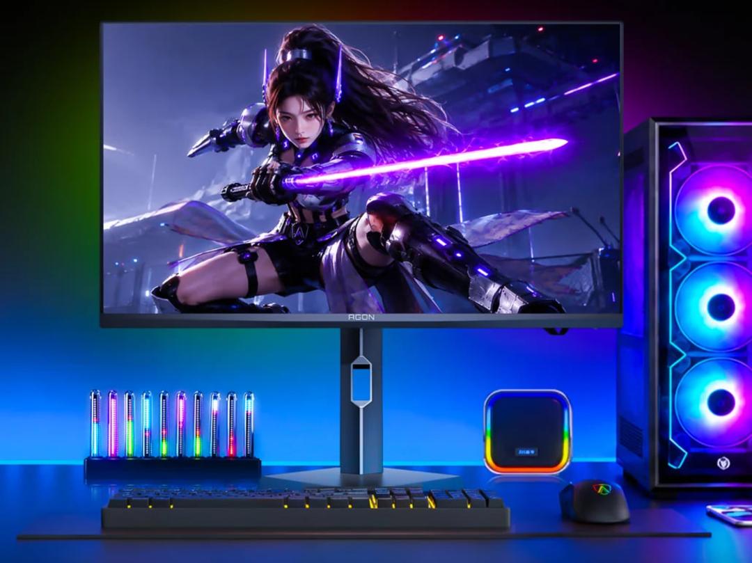مانیتور گیمینگ ای‌او‌سی (AOC Agon AG277QSD) با تصویر کاراکتر انیمه