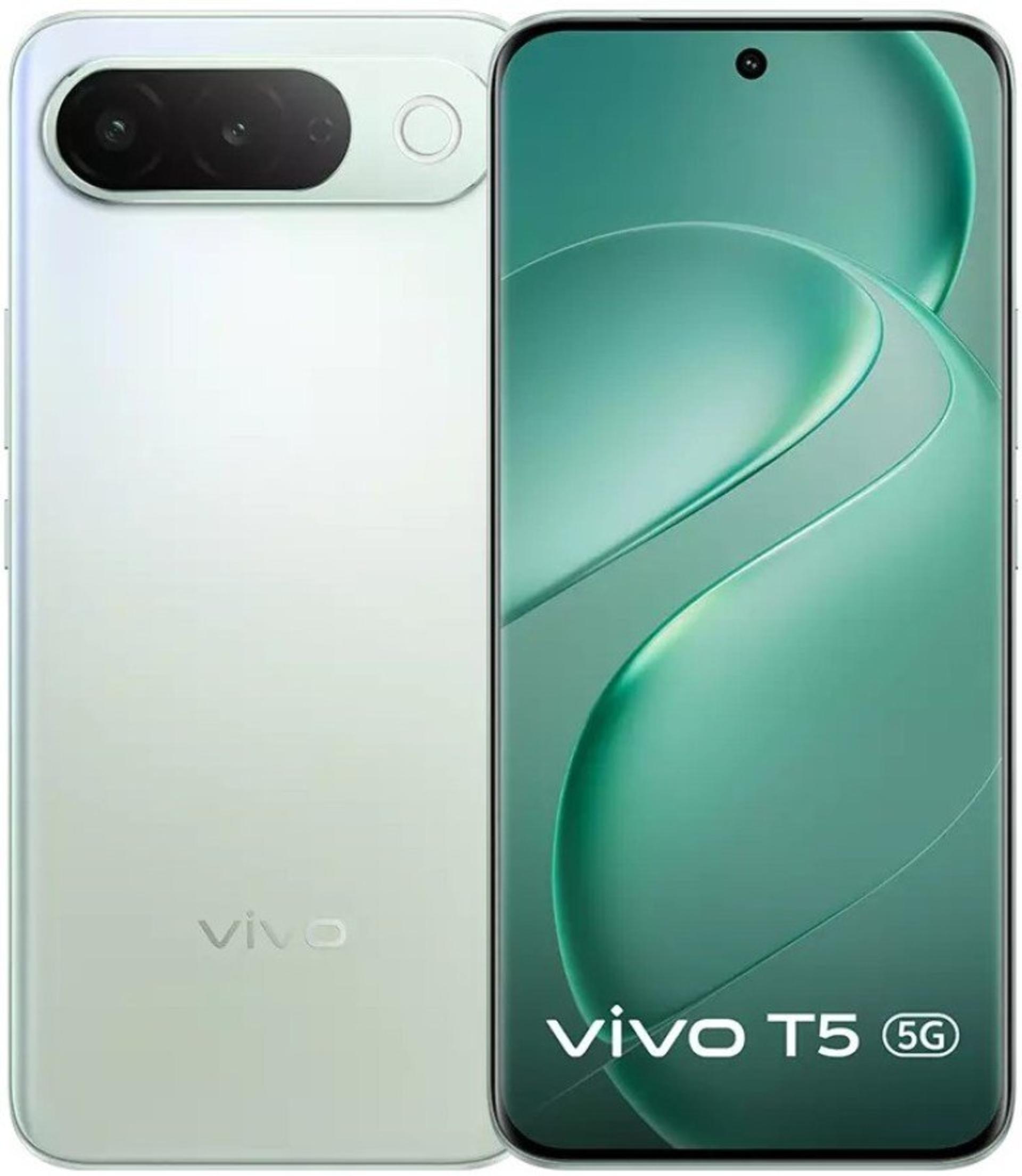 نمای جلو و پشت گوشی ویوو T5 رنگ سبز